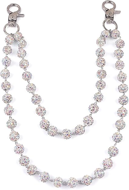 Disco Ball Rhinestone Wallet Chain in shiny silver – view 1 of 1