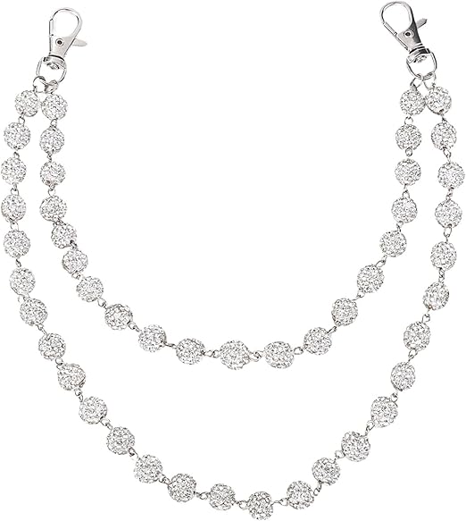 Disco Ball Crystal Rhinestone 2-Row Wallet Chain in silver – view 1 of 1