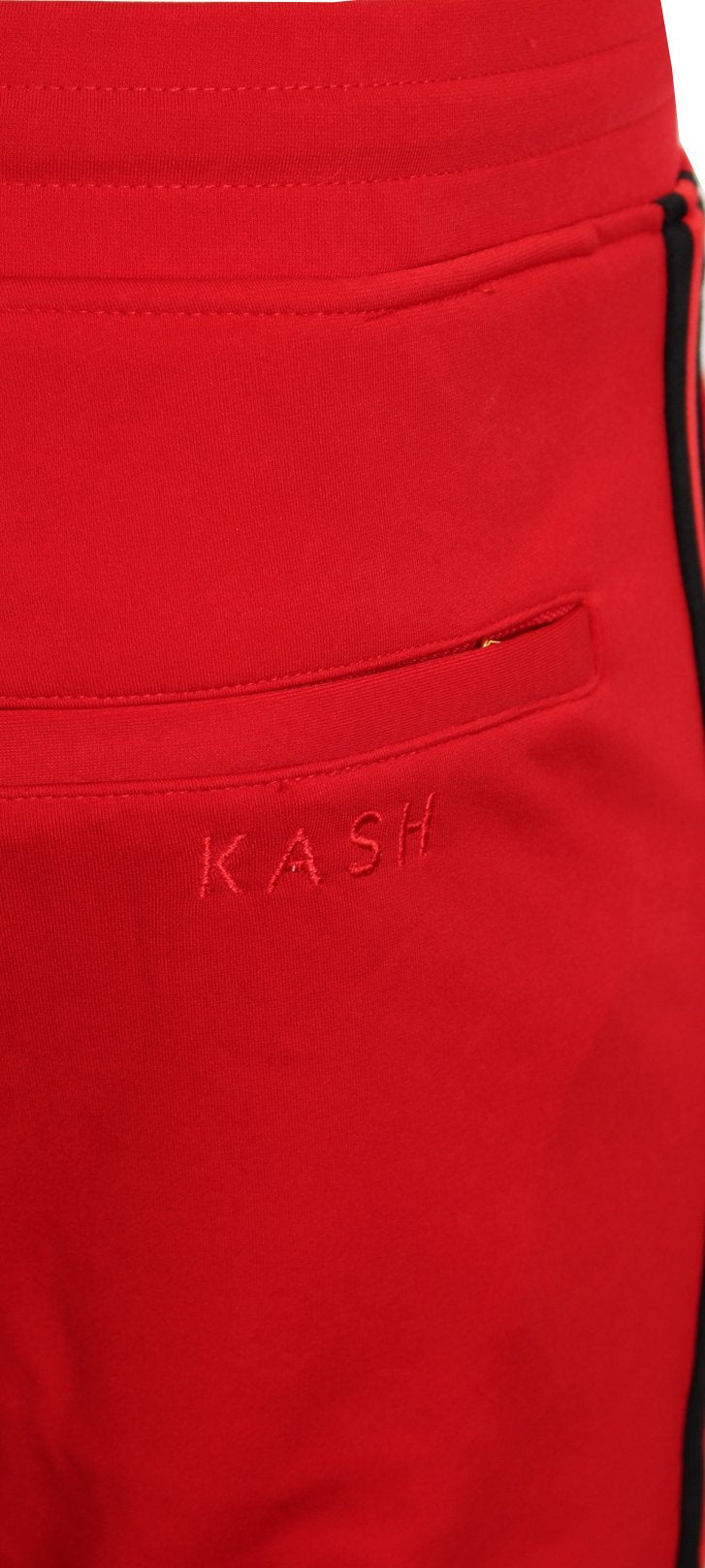 Men's Track Pants with Side Stripes-Red