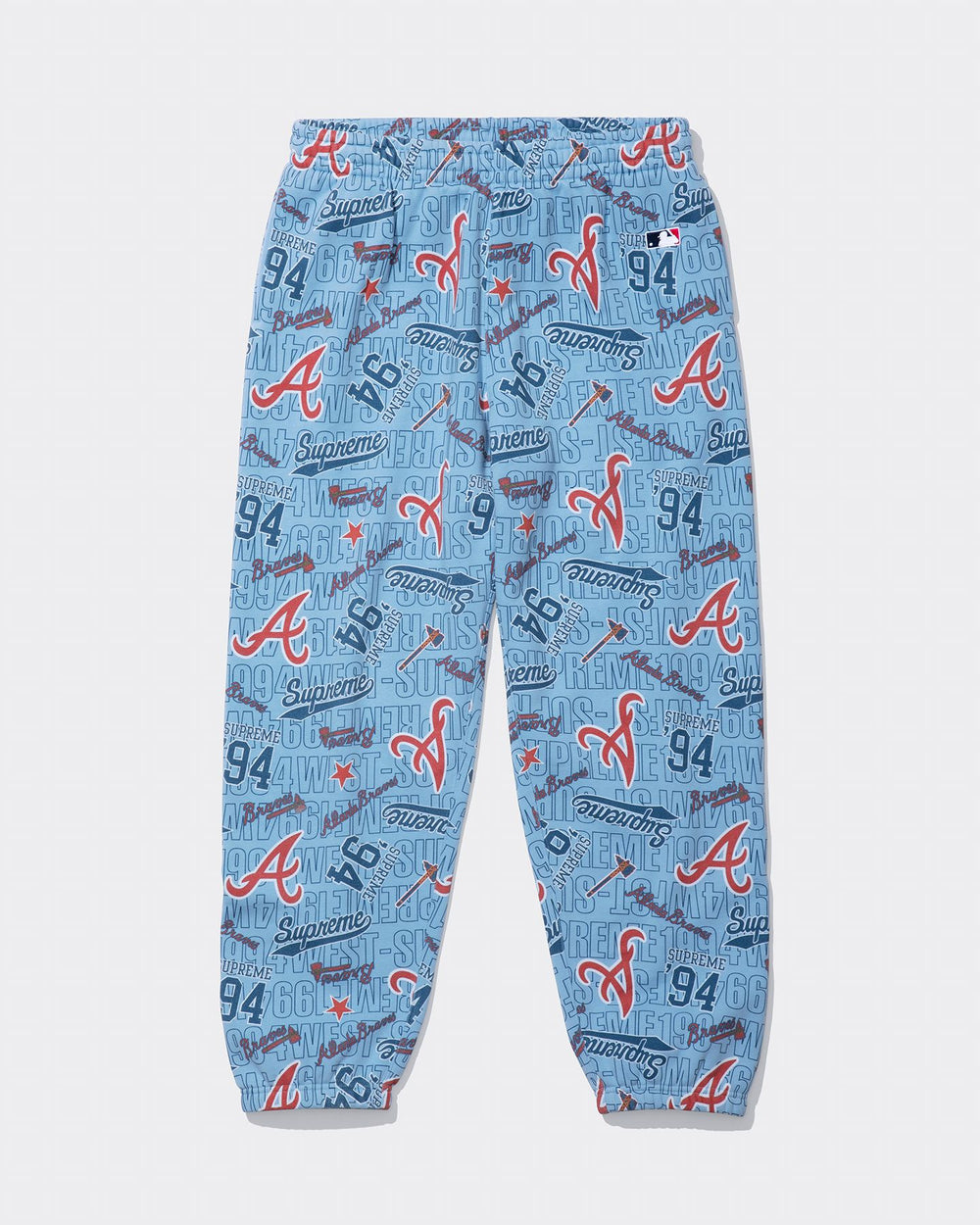 Supreme x Mitchell & Ness Atlanta Braves Sweatpants Blue - front