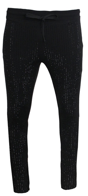 Kash Men's Black Crystal Track Pants – Black