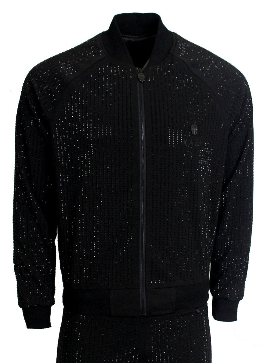 Men's Long Sleeve Diamond Jacket-Black/Black
