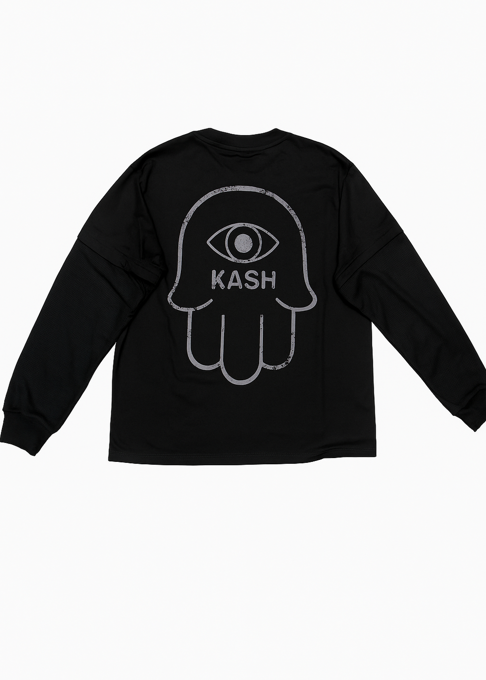 Kash FW25 PACT-05 Long Sleeve Crewneck in black, pullover crewneck – view 4 of 4