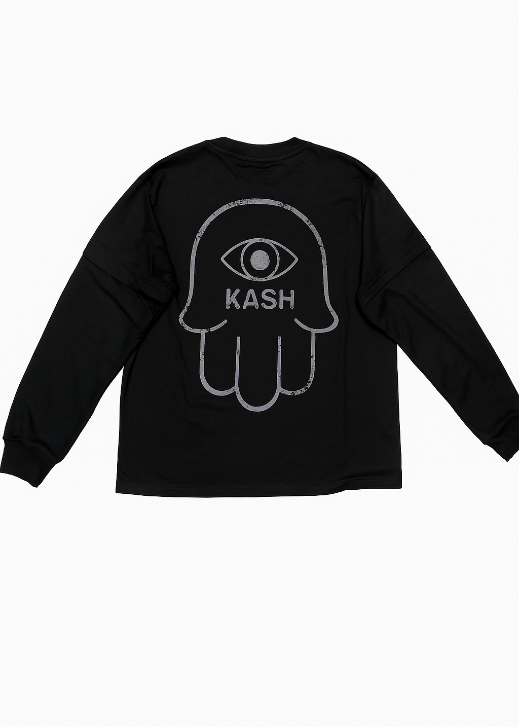 Kash FW25 PACT-05 Long Sleeve Crewneck in black, pullover crewneck – view 4 of 4