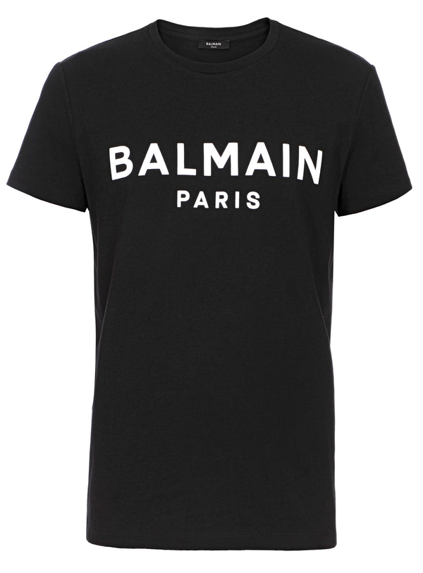 2018s BALMAIN Tシャツ BALMAIN PRINTED T-SHIRT - BLACK W/ WHITE - PureAtlanta.com