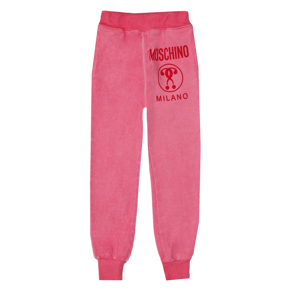 Moschino Kids Jogging Pants with Double Question Mark in fuchsia – view 1 of 2