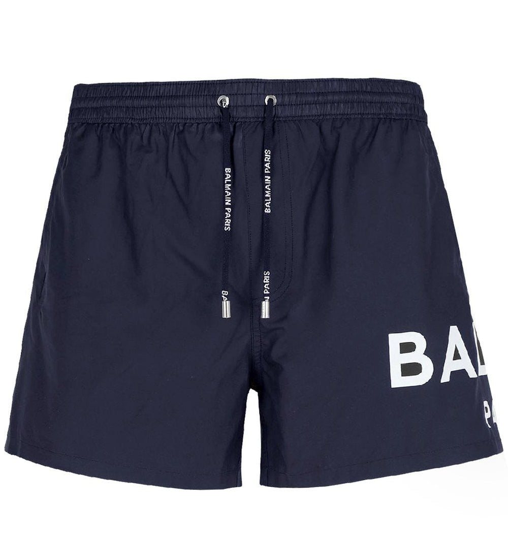 Balmain Placed Logo Swim Trunks in navy – view 1 of 3