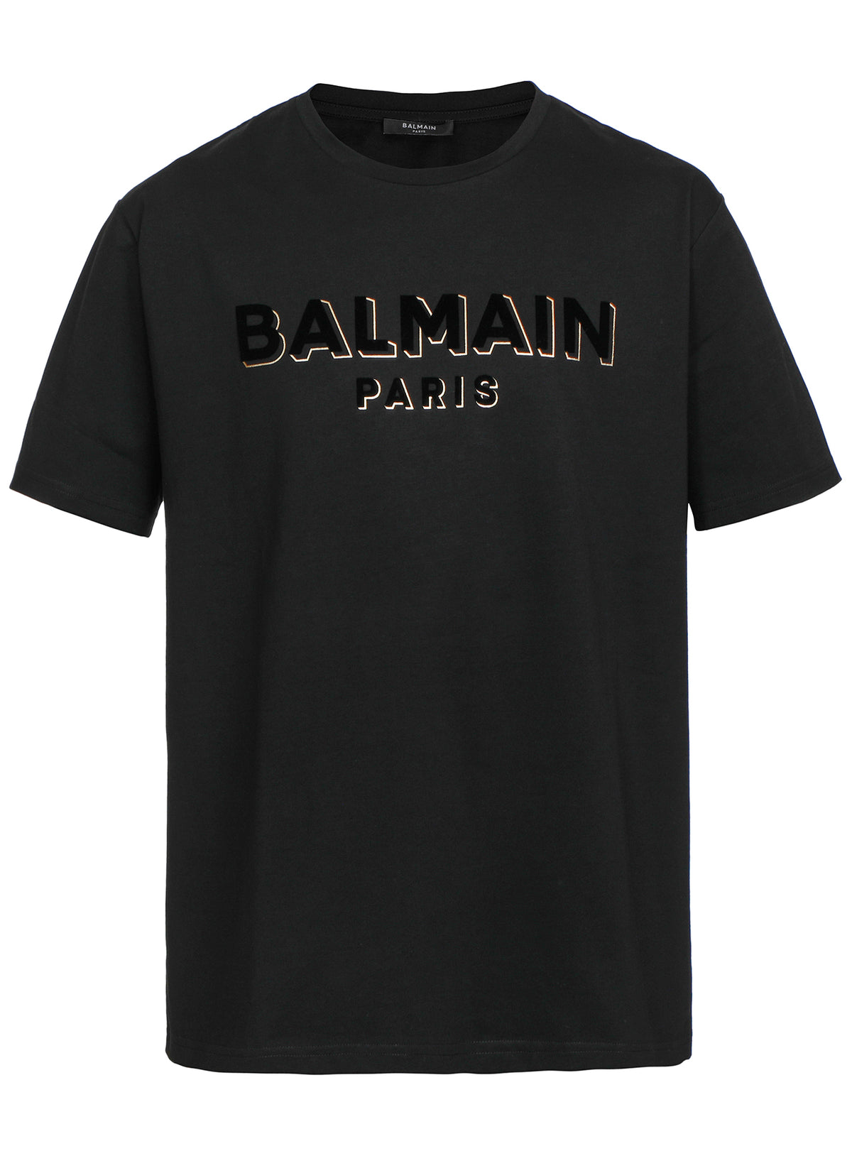 BALMAIN FLOCK &amp; FOIL T-SHIRT - BLACK