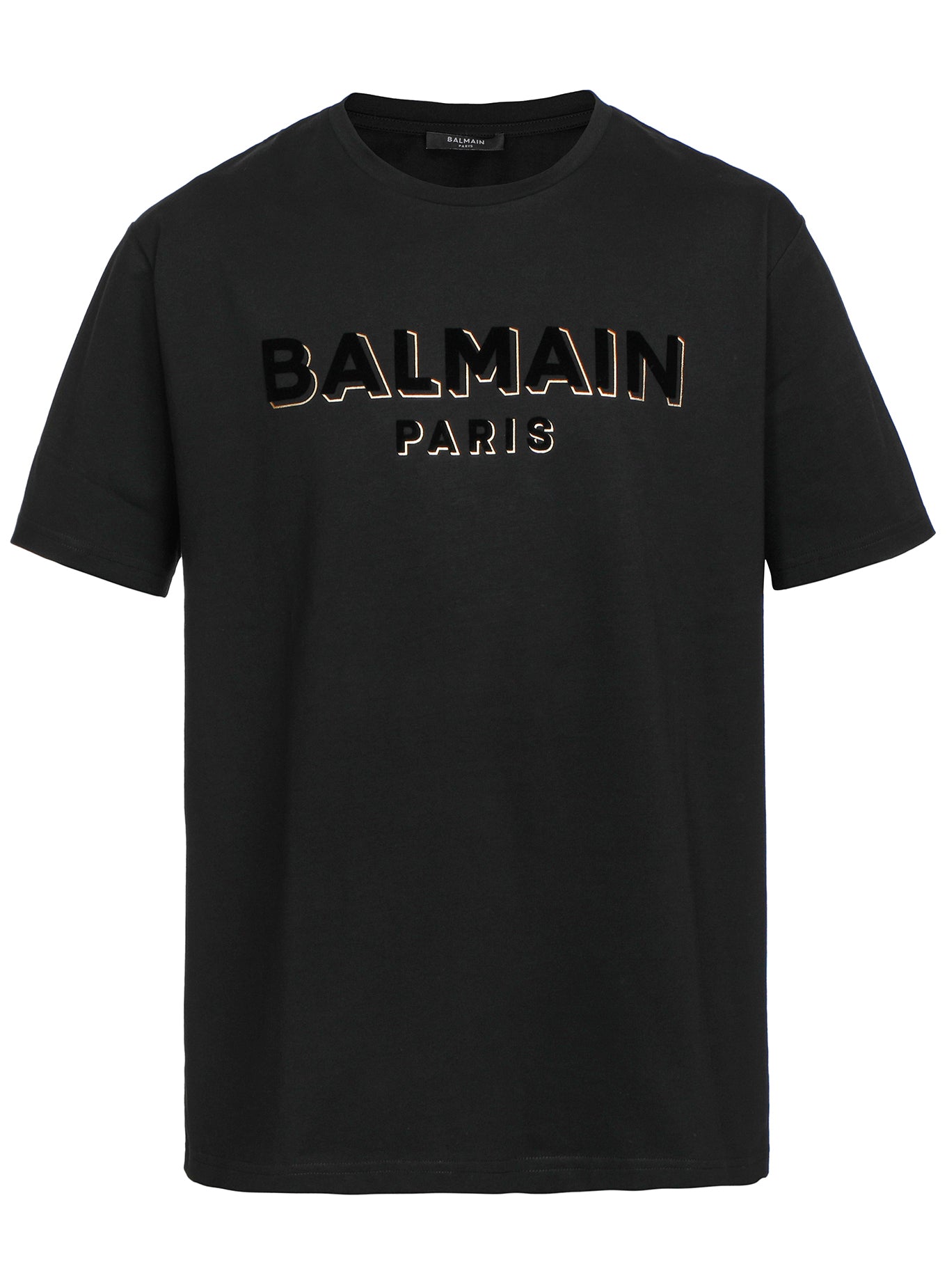 BALMAIN FLOCK & FOIL T-SHIRT - BLACK