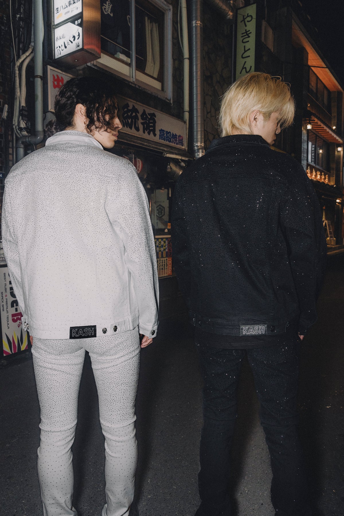 Kash Slim Fit White Denim W/Clear Crystals