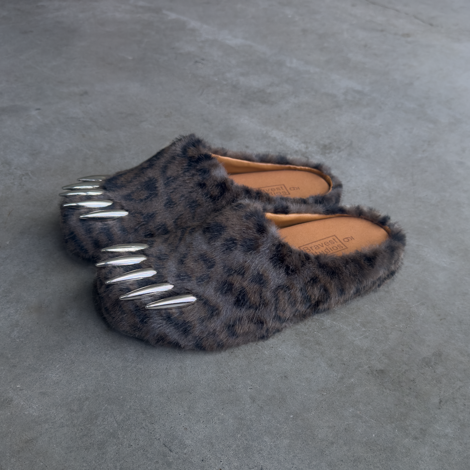Bravest Studios Dark Leopard Bear Claw Mules