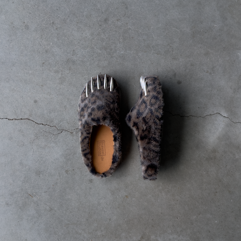 Bravest Studios Dark Leopard Bear Claw Mules, side view