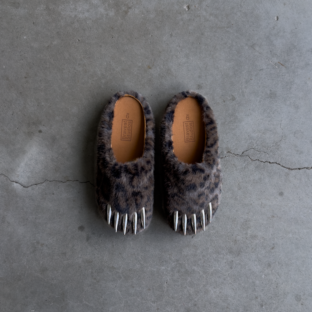 Bravest Studios Dark Leopard Bear Claw Mules, top view