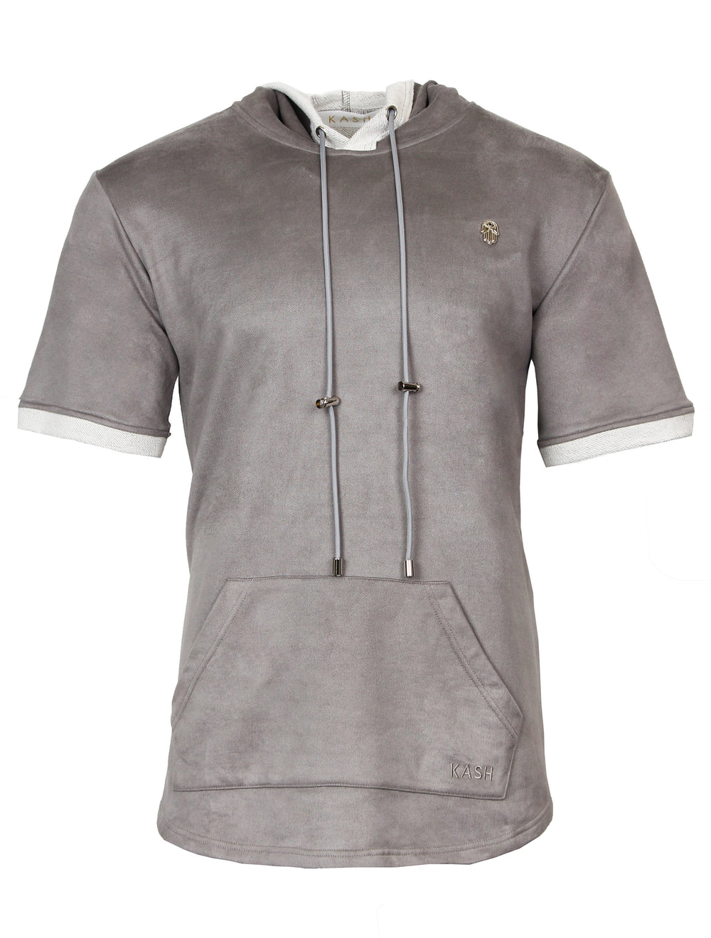 Kash Terry Suede Short Sleeve Hoodie with Gold Accents – photo 3