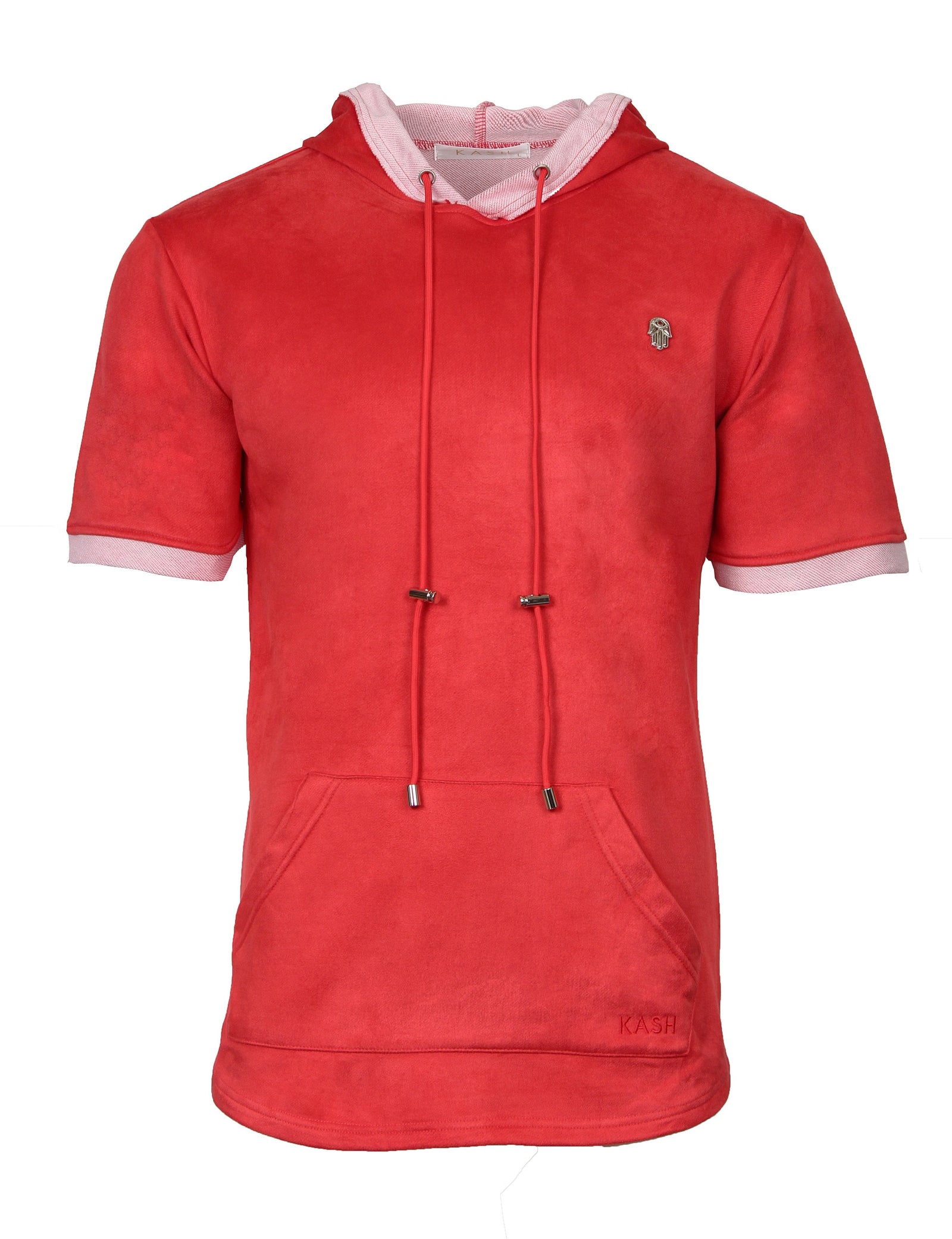 Kash Terry Suede Short Sleeve Hoodie with Gold Accents