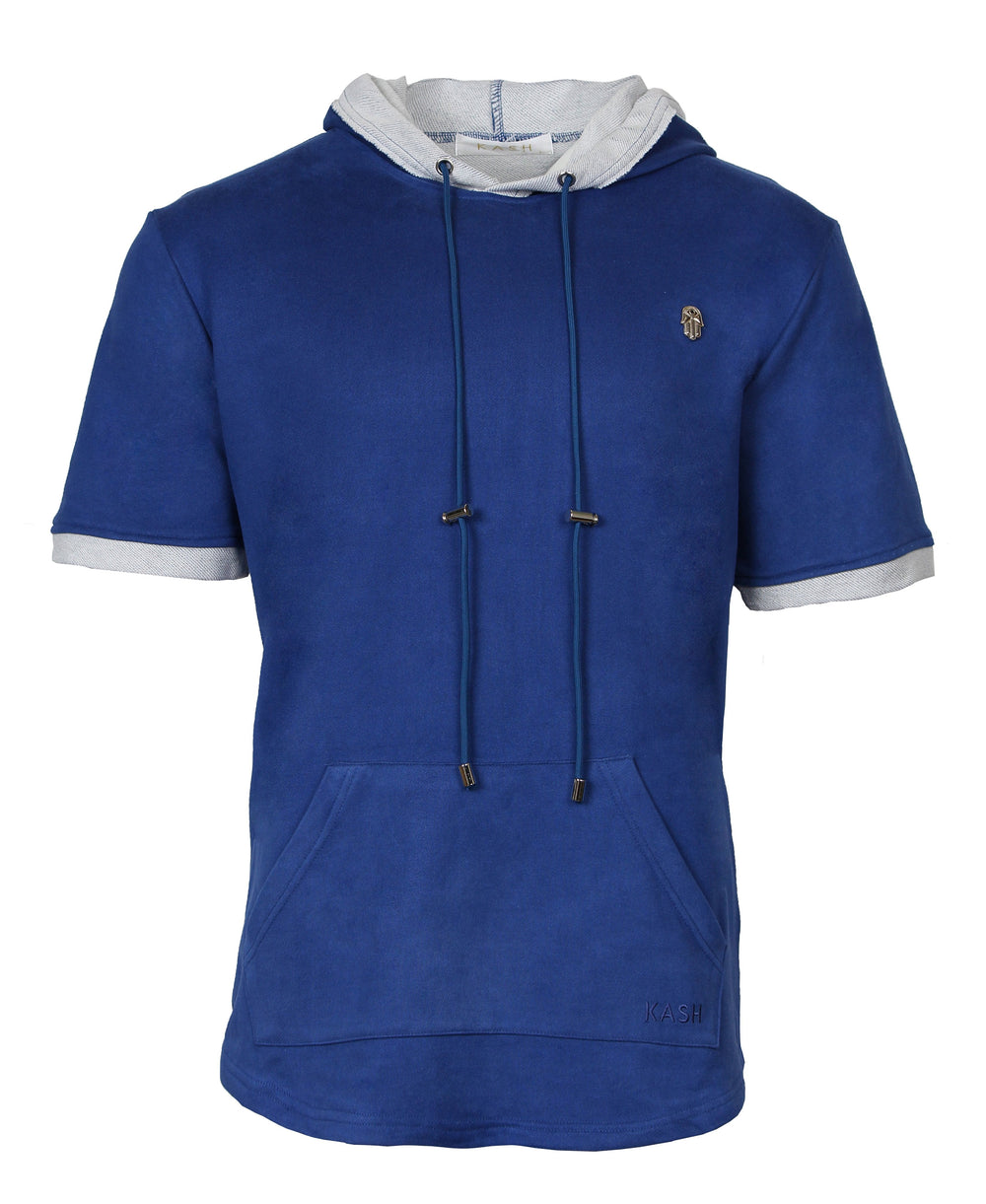 Kash Terry Suede Short Sleeve Hoodie with Gold Accents – photo 4
