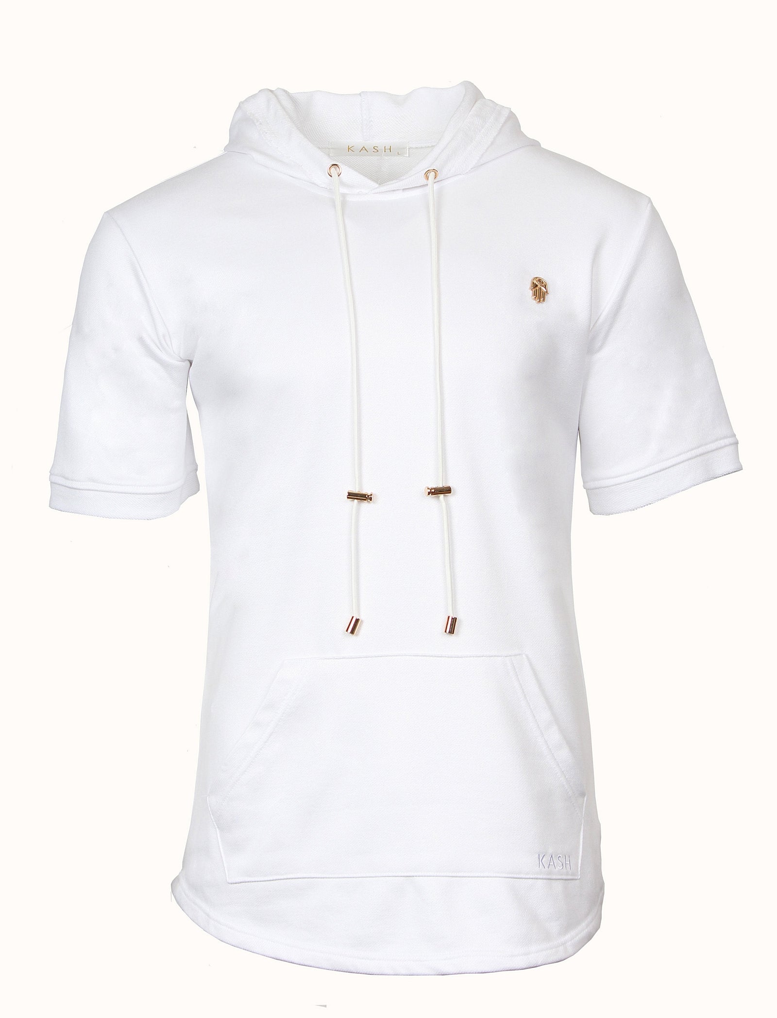 Kash Terry Suede Short Sleeve Hoodie with Gold Accents – photo 5