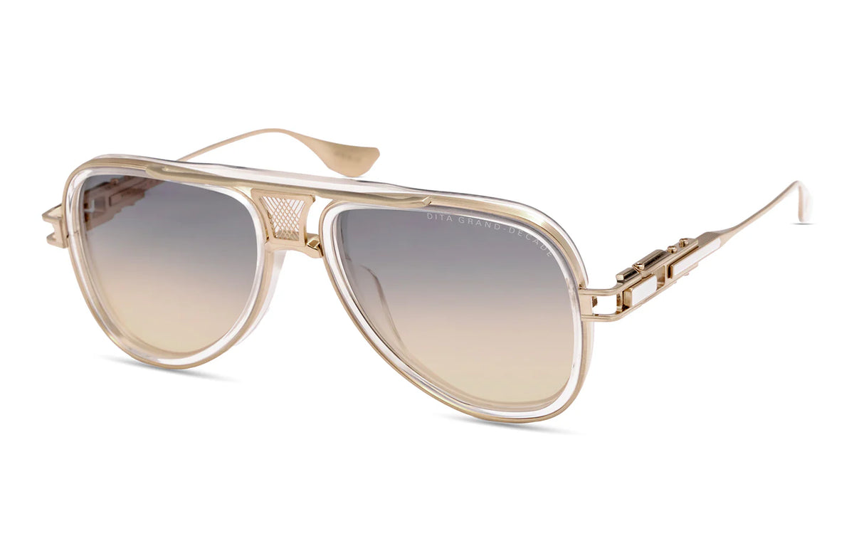 GRAND-DECADE // Crystal Clear - Brushed White Gold w/Grey to Apricot Gradient
