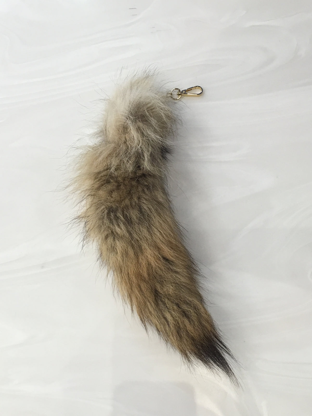 Fluffy Fox Fur Tail Chain - Brown/Grey