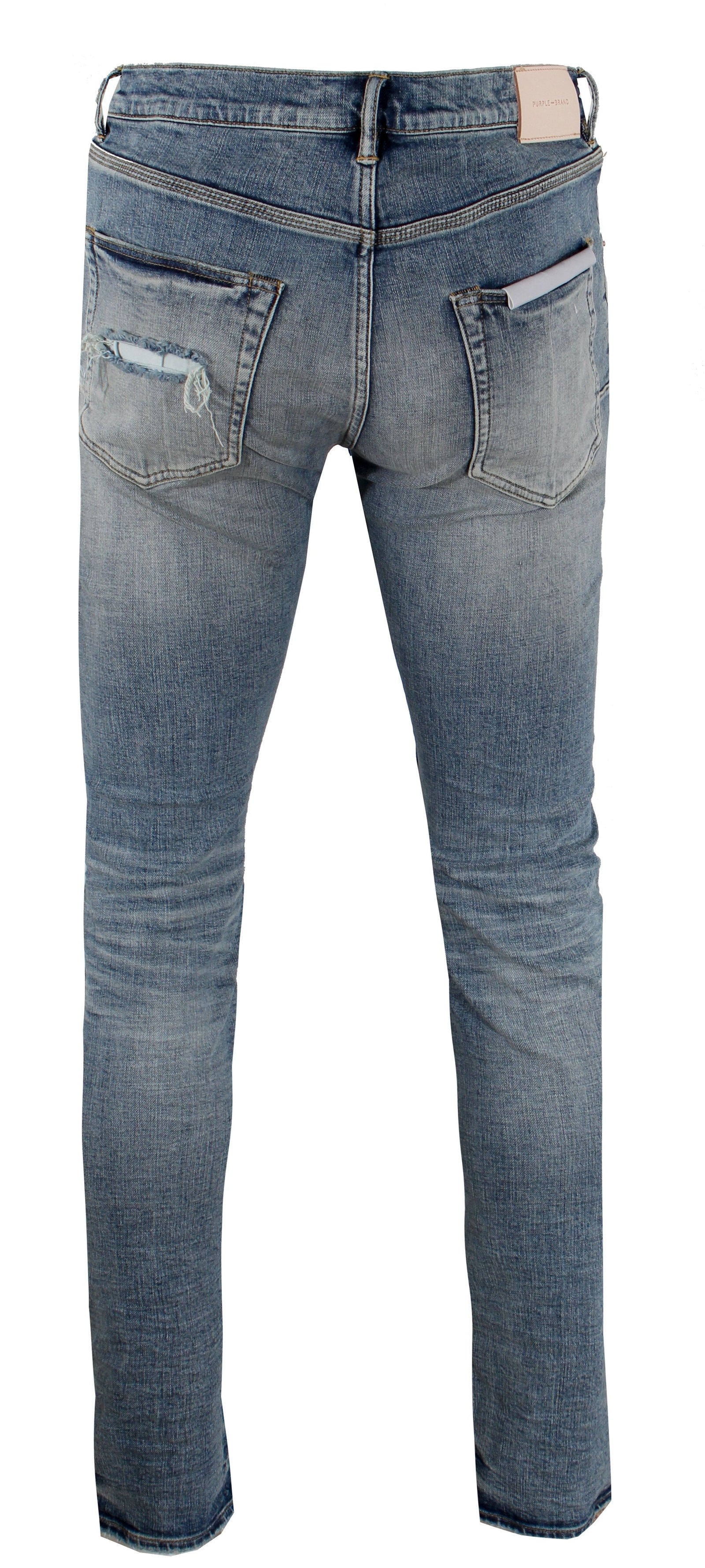 Purple Brand light indigo distress slim fit jeans — alternate view