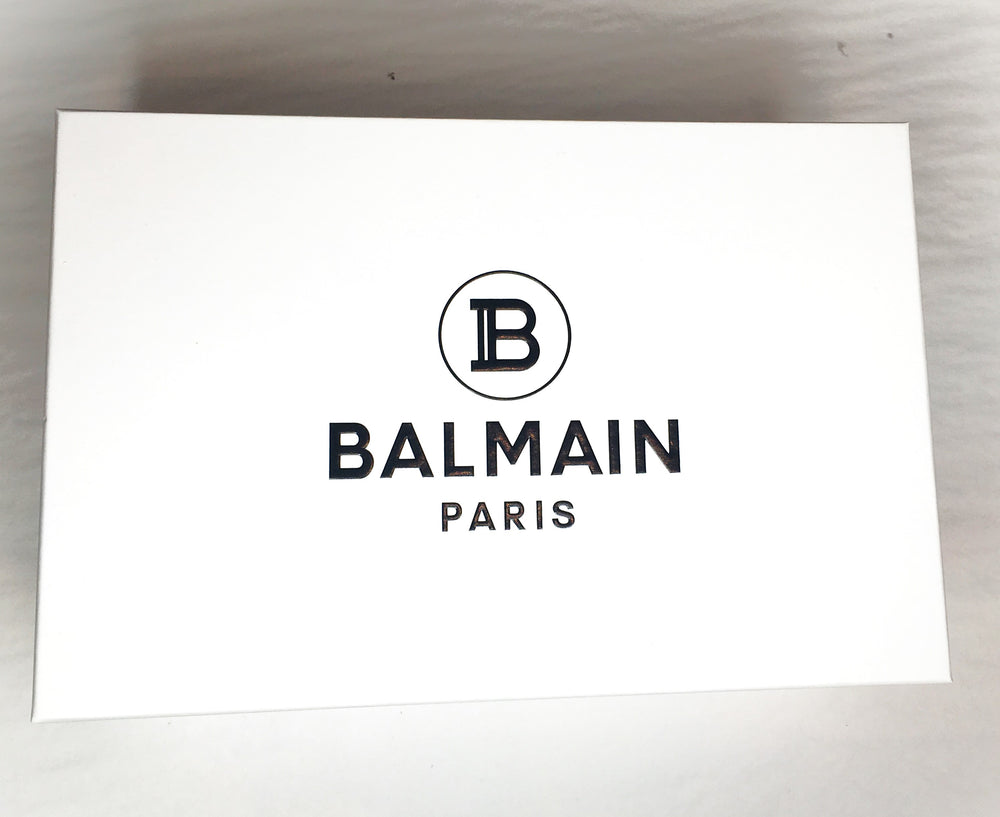 Balmain Kids Monogram All-Over Print Slip-On Trainers in white with gold – view 3 of 3