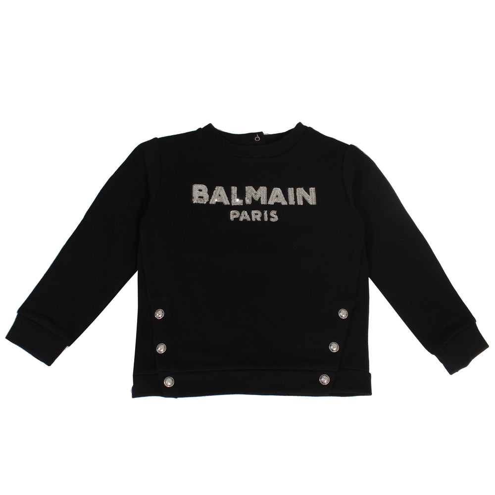 Baby Studded Logo Sweatshirt W/ Buttons - Black