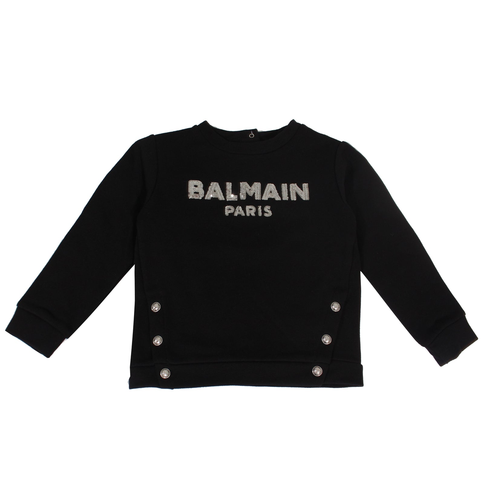 Baby Studded Logo Sweatshirt W/ Buttons - Black