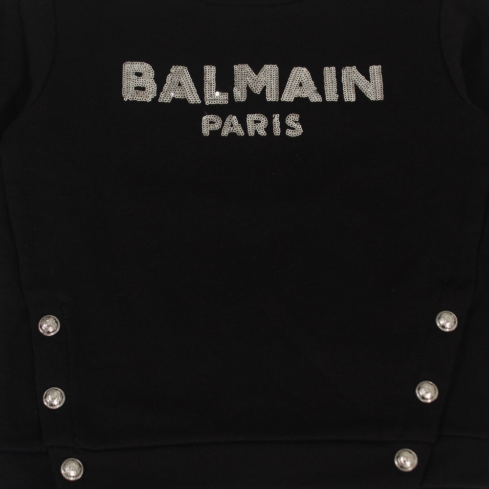 Baby Studded Logo Sweatshirt W/ Buttons - Black