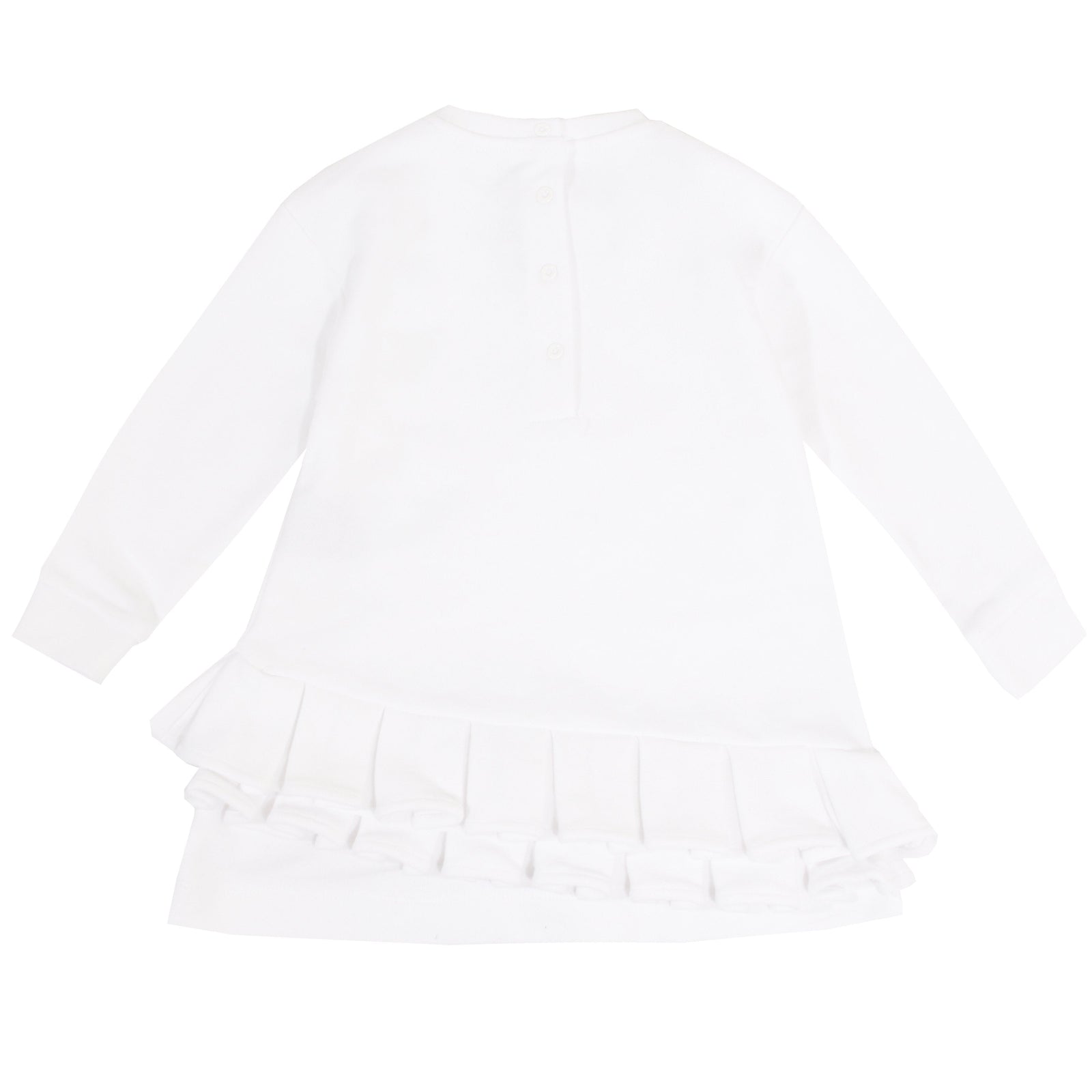 LS Logo Sweat Dress With Ruffle Hem - White