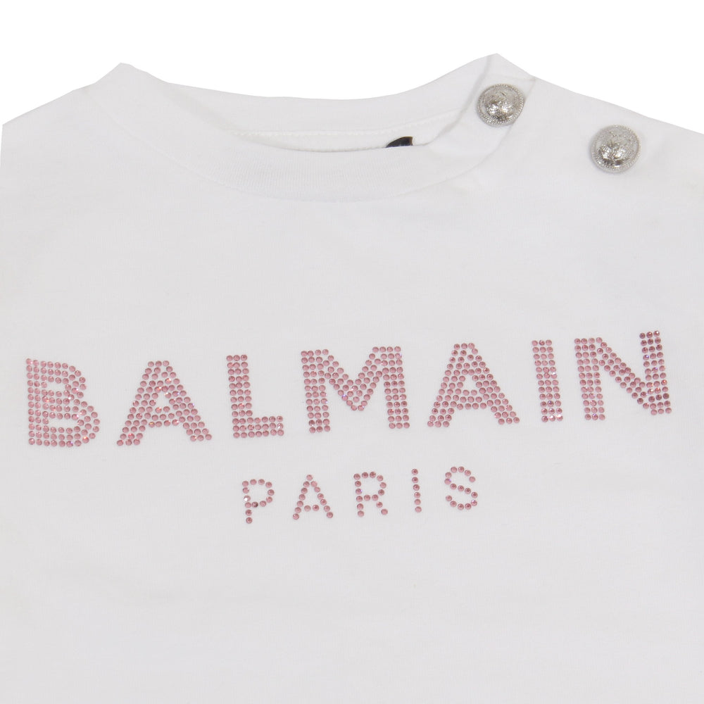 Baby Long Sleeve Tee W/ Studded Logo - White