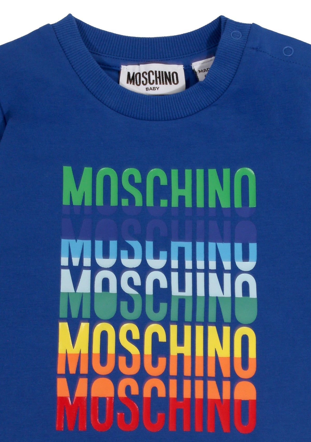 Baby Boy LS Tee W Rainbow Txt Logo - Surf Blue