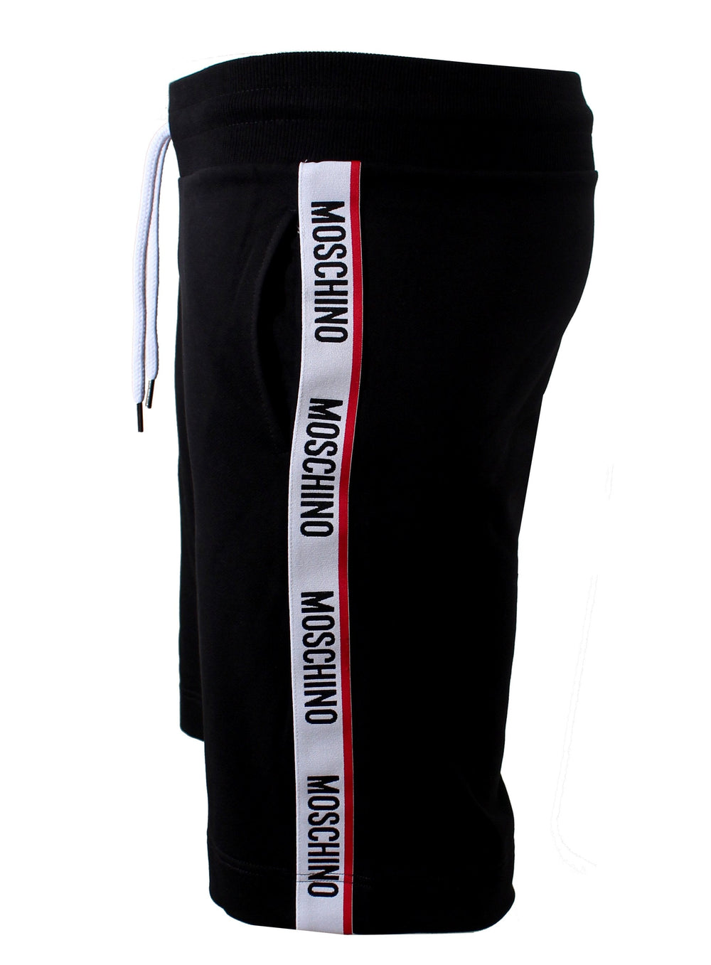 Men's Moschino Side Stripe Logo Shorts in black – view 1 of 3
