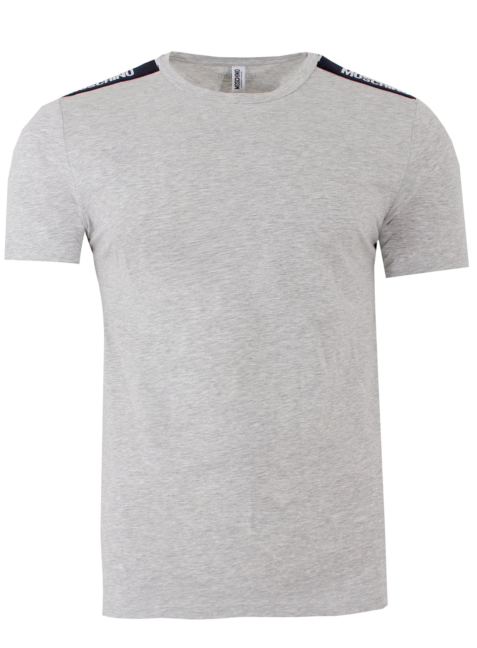 Men's Moschino Stretch Tee with Black Side Logo-Grey