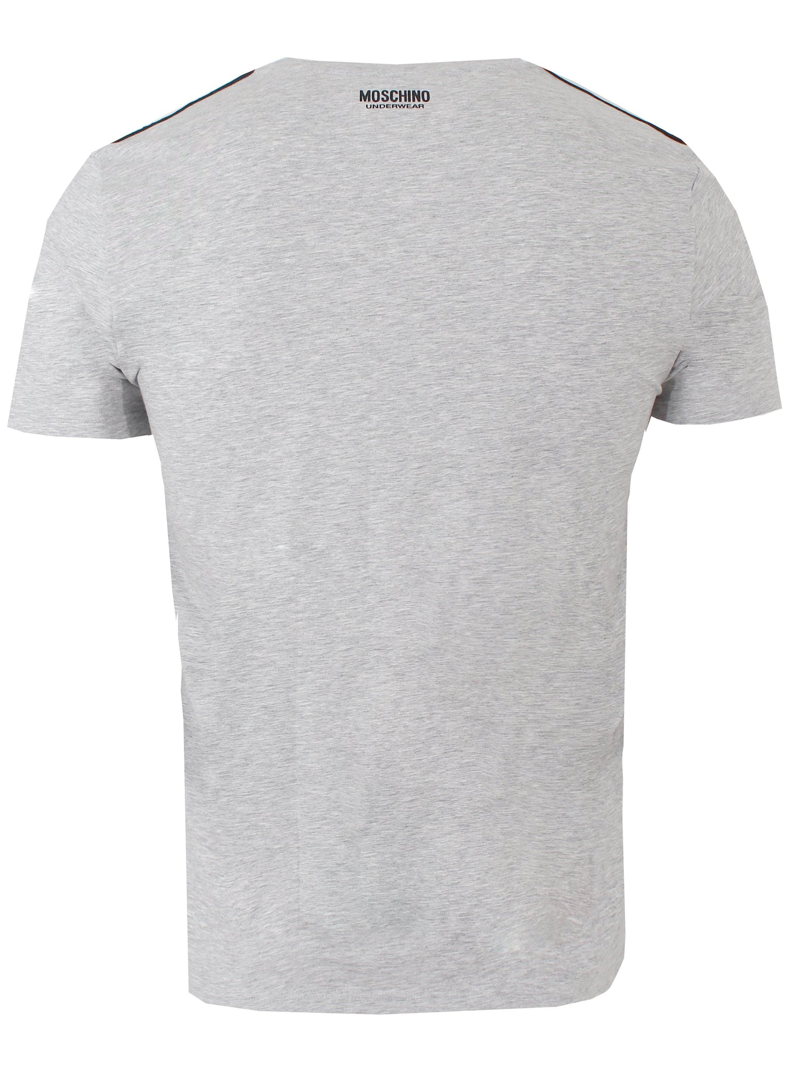 Men's Moschino Stretch Tee with Black Side Logo-Grey