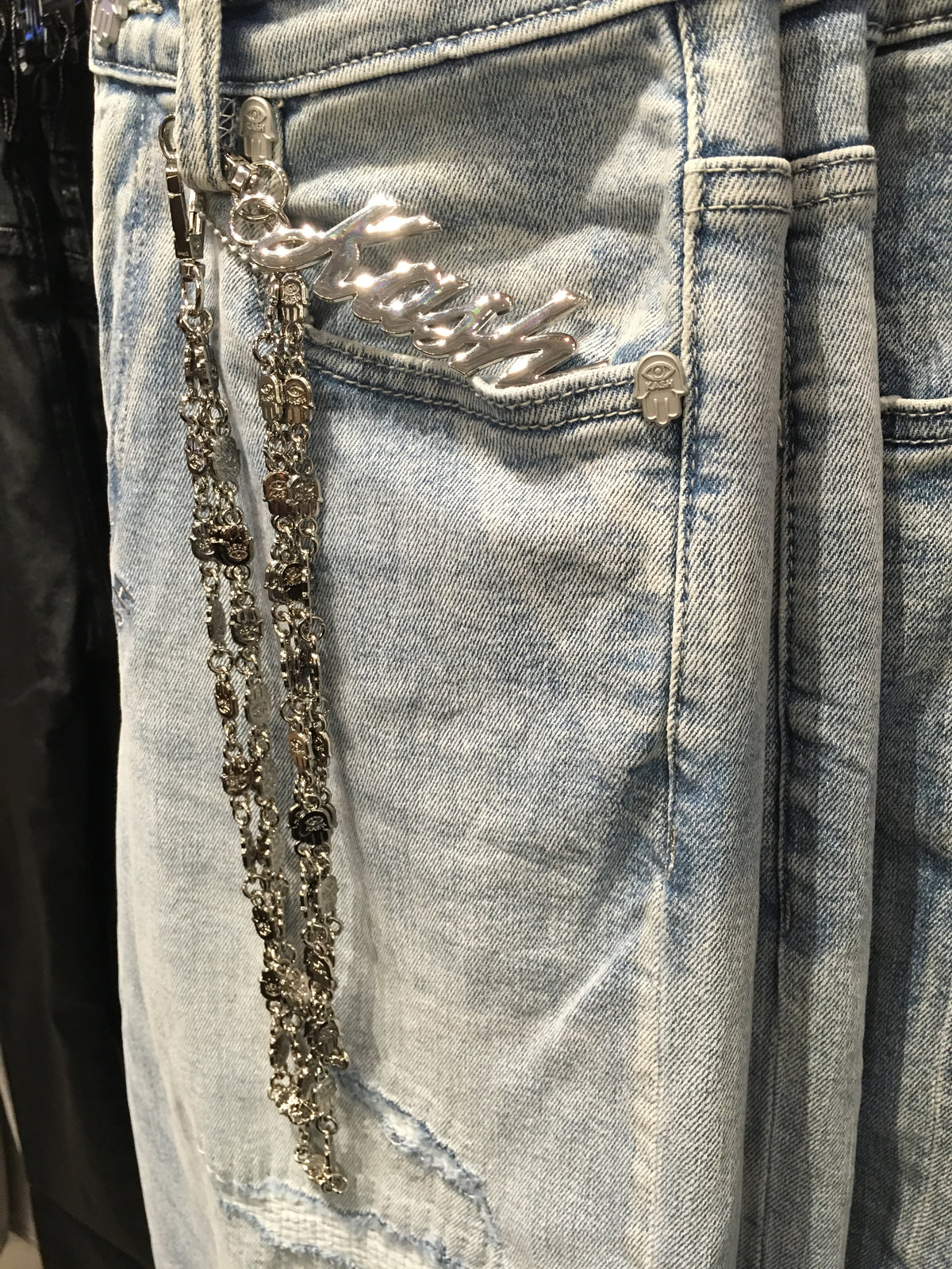 KASH Hamsa Wallet Chains 3Layers - Silver