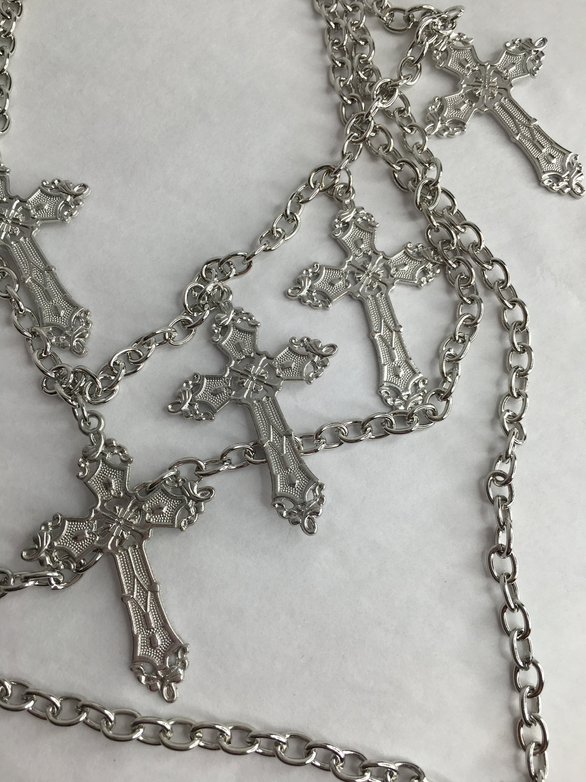 Wallet 3Row link Chains with Large Cross - Silver