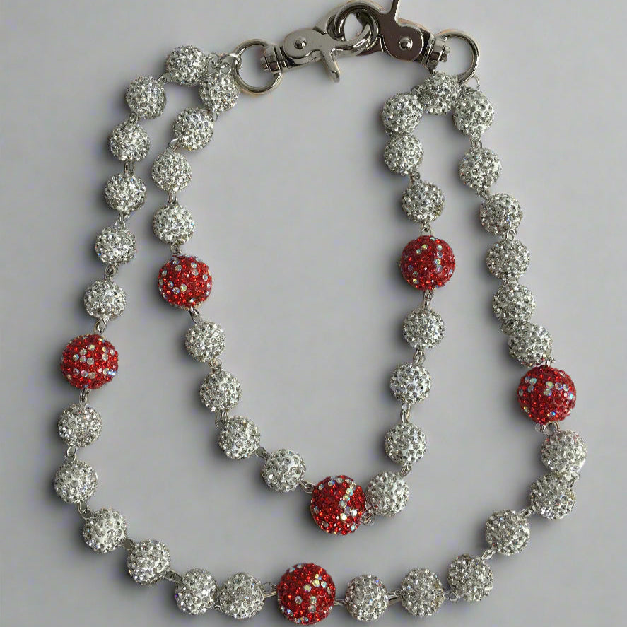 Wallet Sphere 2Row Chains - Silver/Red