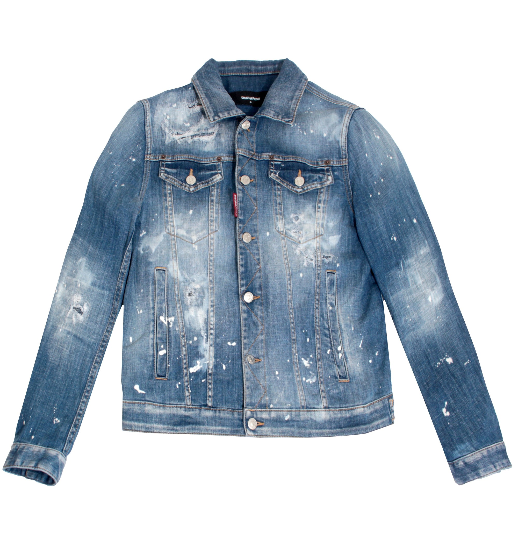 Dsquared2 Denim Jacket with Paint - Blue