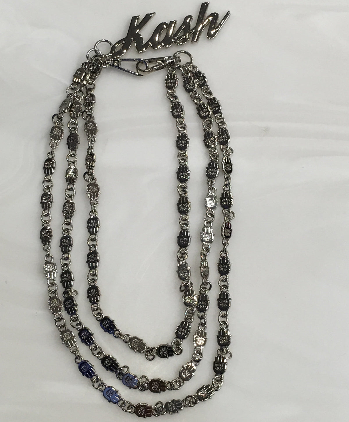 KASH Hamsa Wallet Chains 3Layers - Silver