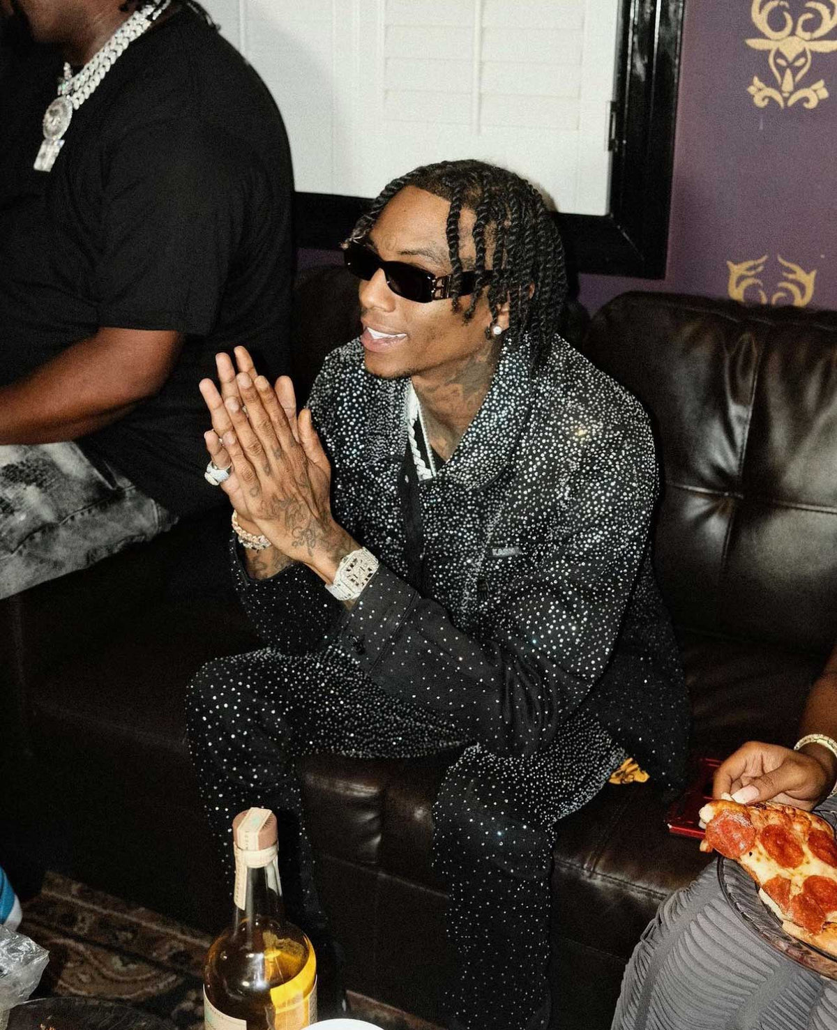 KASH DIAMOND COLLECTION- BLACK DENIM JACKET WITH CLEAR CRYSTALS