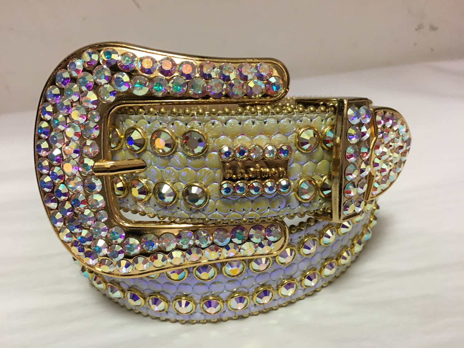 BB Simon 7072 BELT - Shiny Yellow/2 Row Crystals