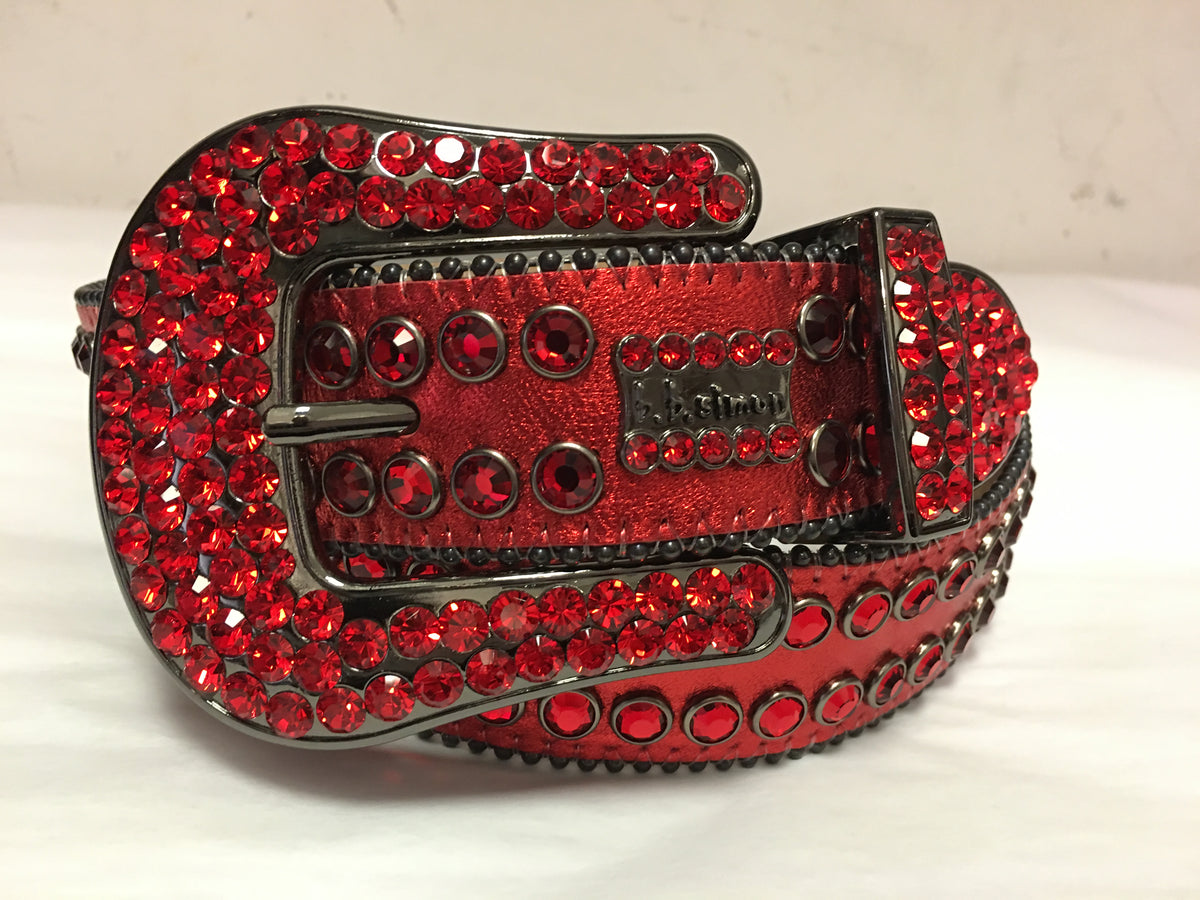BB Simon 7072 | 2 Row Red Belt/Red Crystals