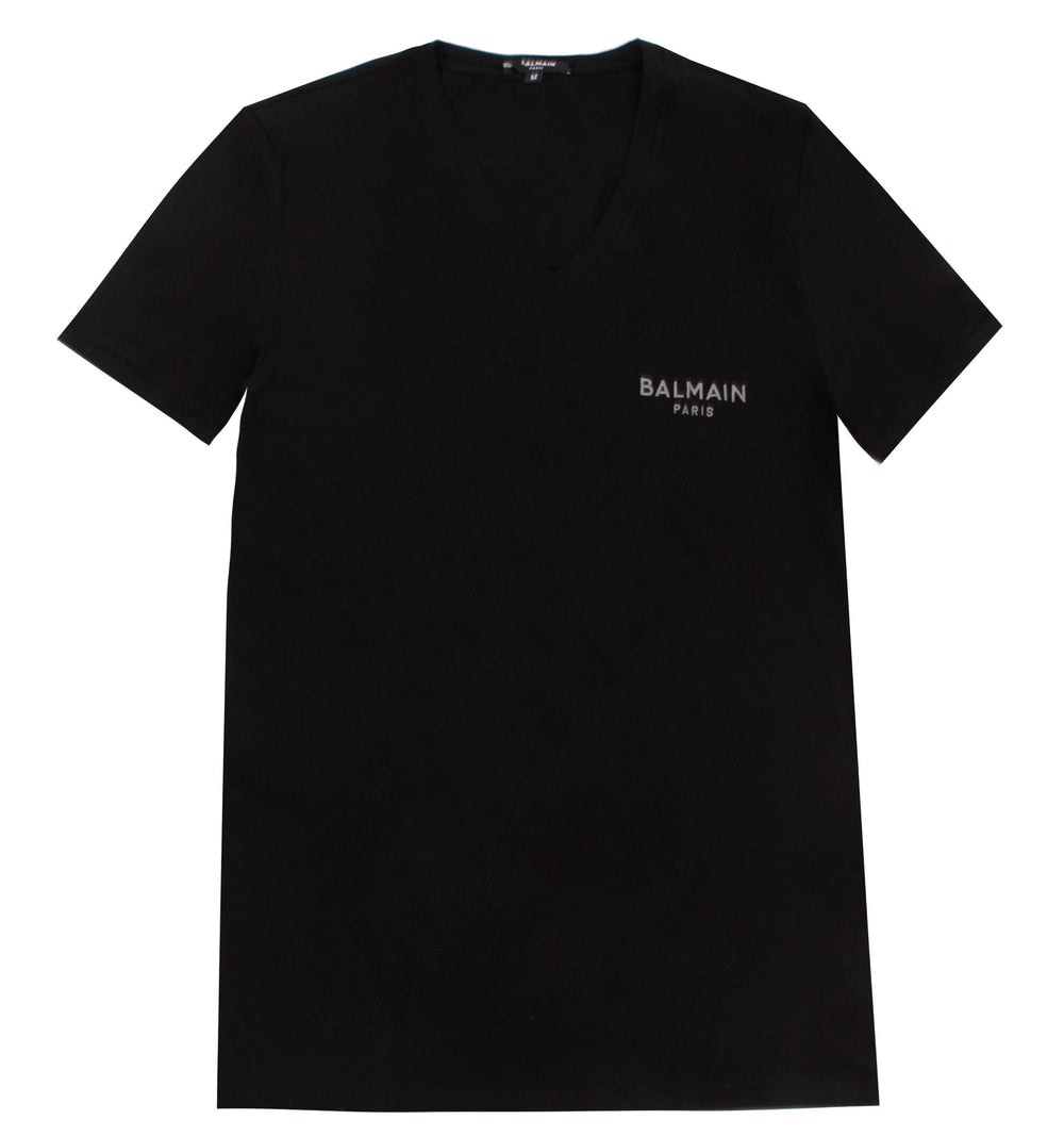 Balmain V-Neck Logo T-Shirt - Black – view 1 of 3