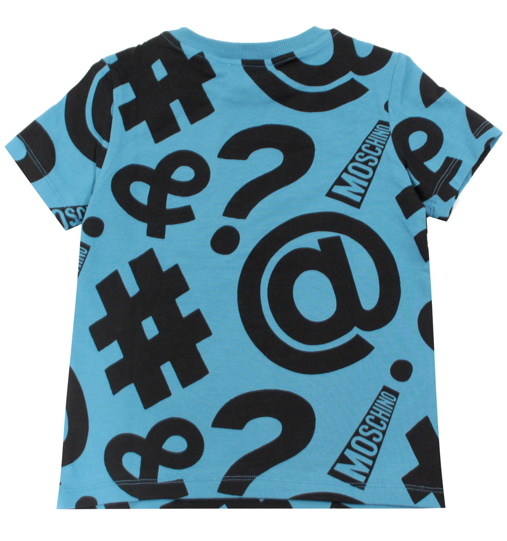Moschino Kids All Over Symbol Tee in blue – view 2 of 2