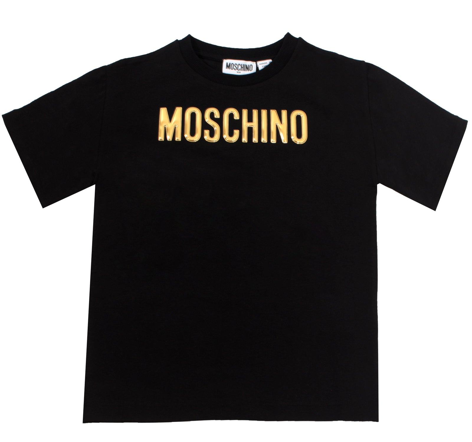 Kids SS Maxi Tee With Golden 3D Logo - Black