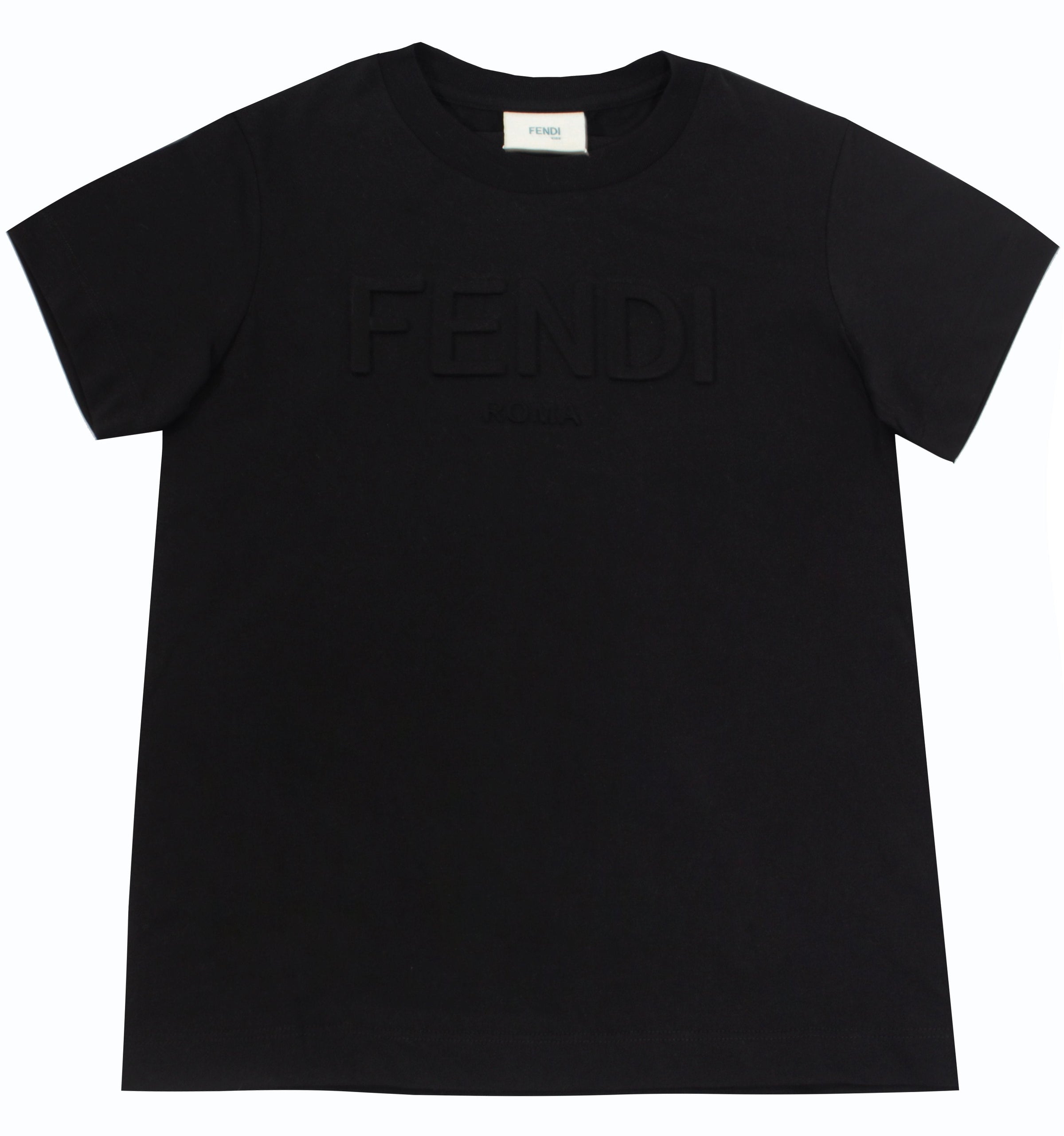 Kids Short Sleeve Fendi Text Logo Tee - Black - PureAtlanta.com