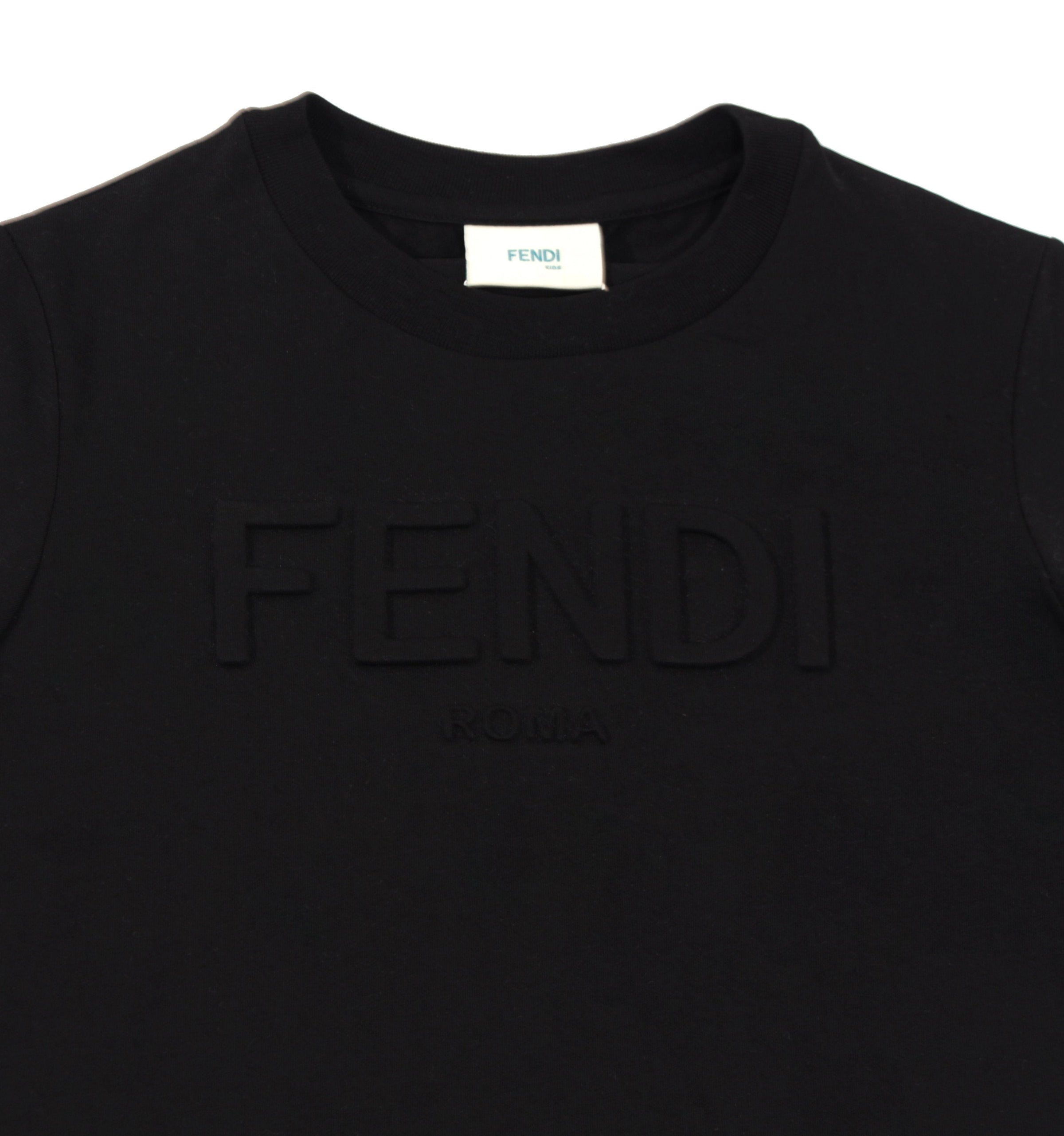 Kids Short Sleeve Fendi Text Logo Tee - Black - PureAtlanta.com