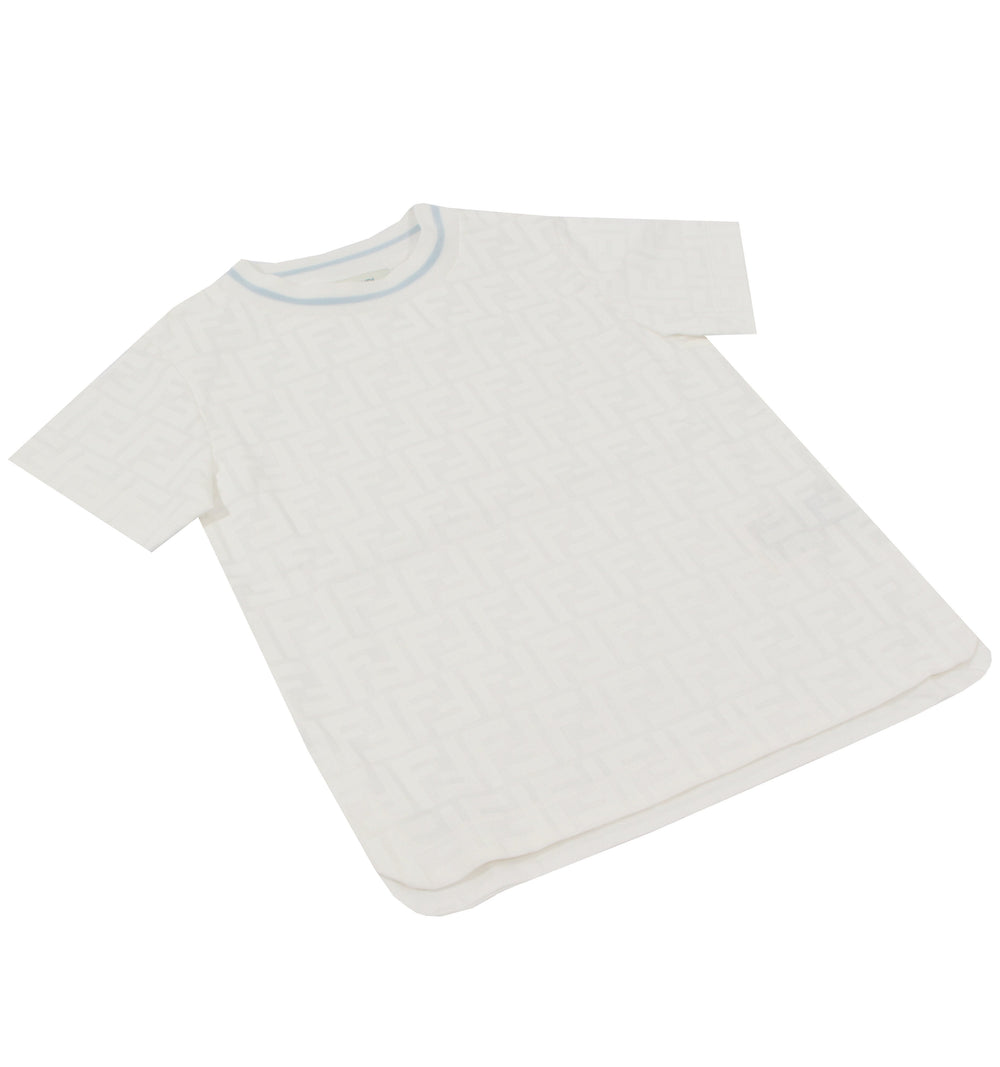 Kids SS All Over Print Tee With Racer Stripe - White