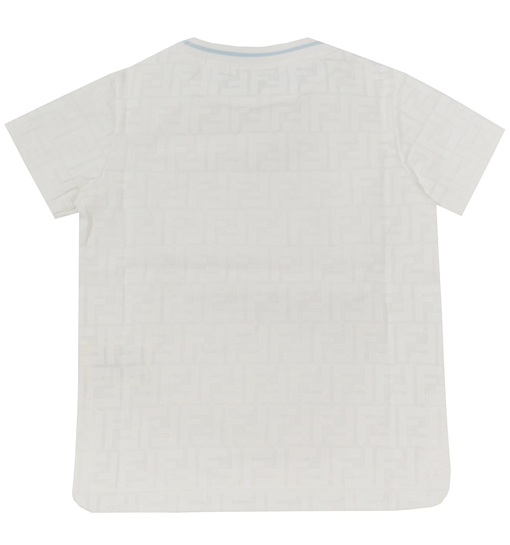 Kids SS All Over Print Tee With Racer Stripe - White