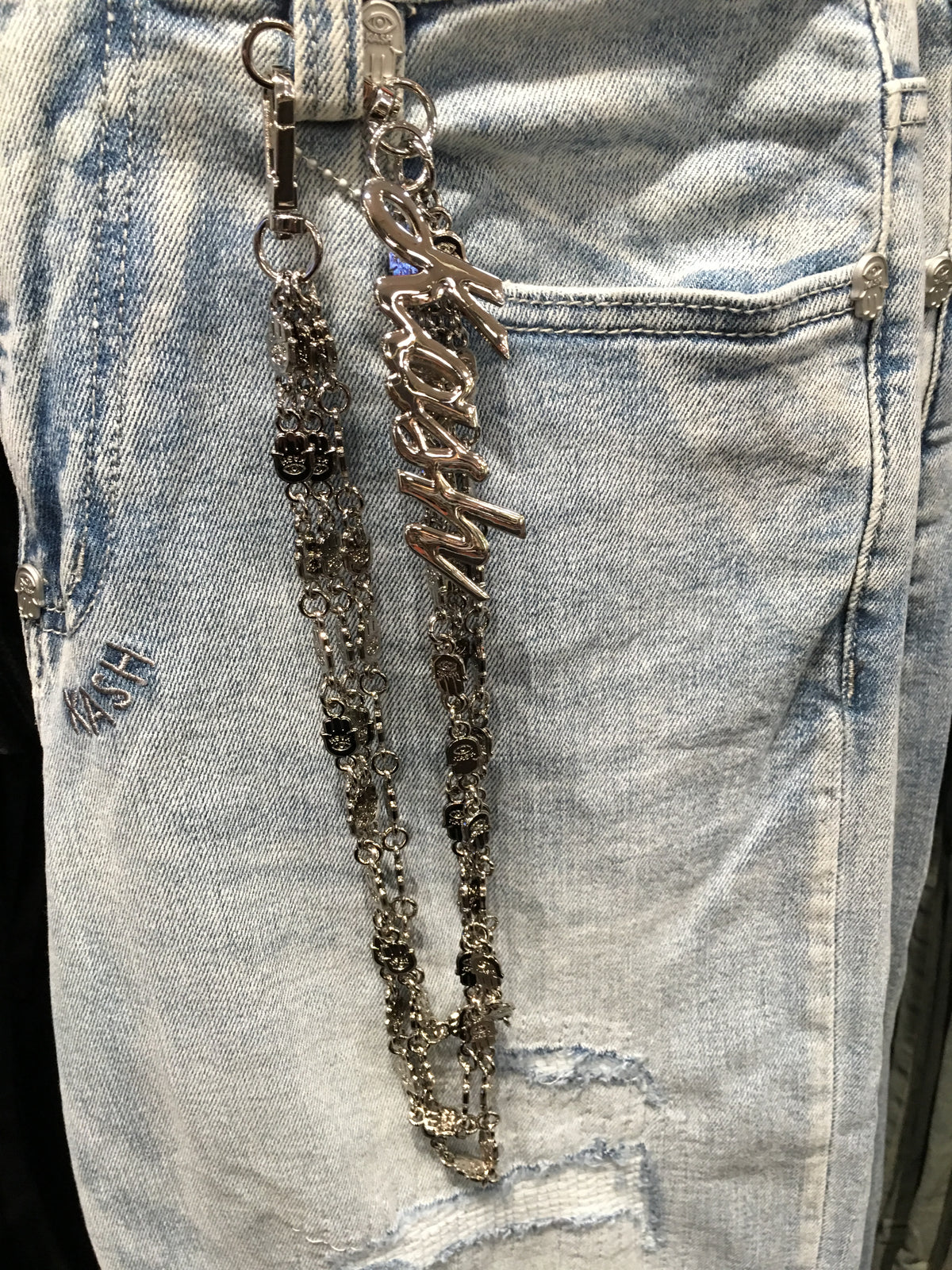 KASH Hamsa Wallet Chains 3Layers - Silver